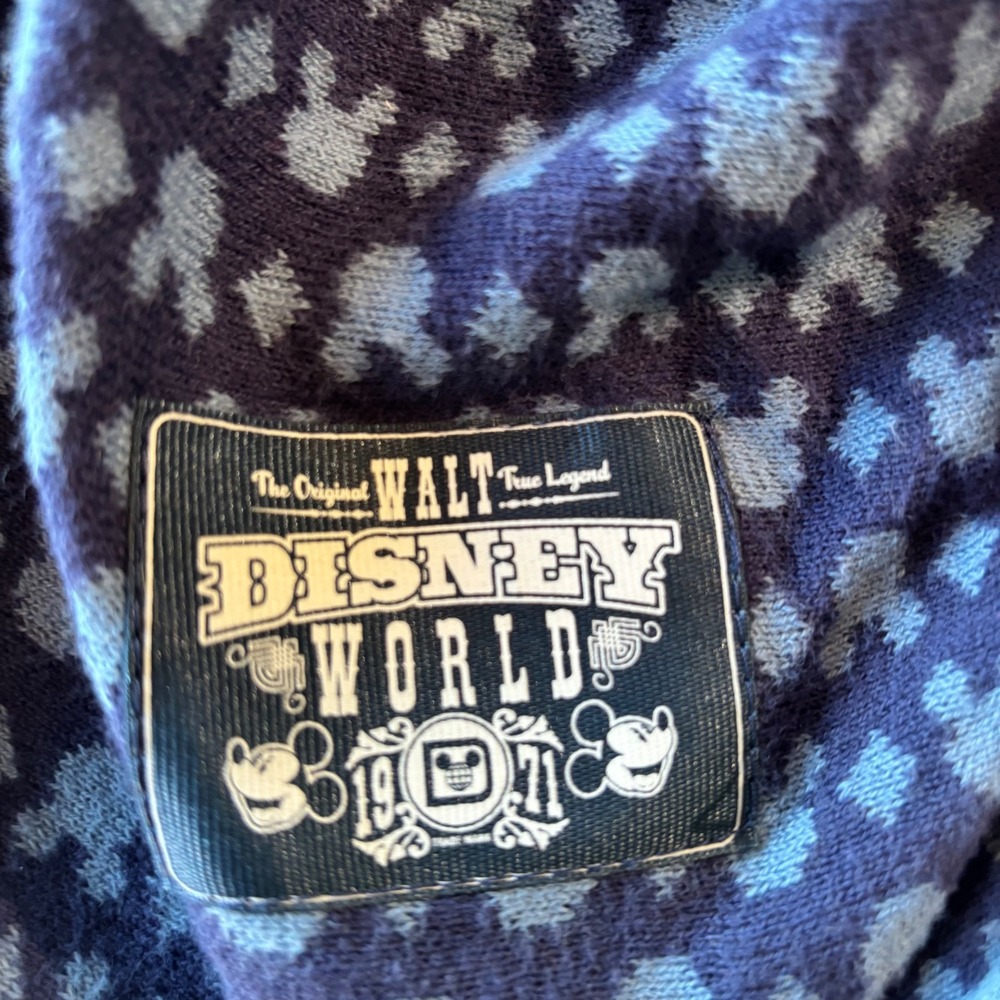 Disney Parks Mickey Mouse Blue Fair Isle Fringe Open Front Cardigan Sweater M/L - Picture 4 of 7